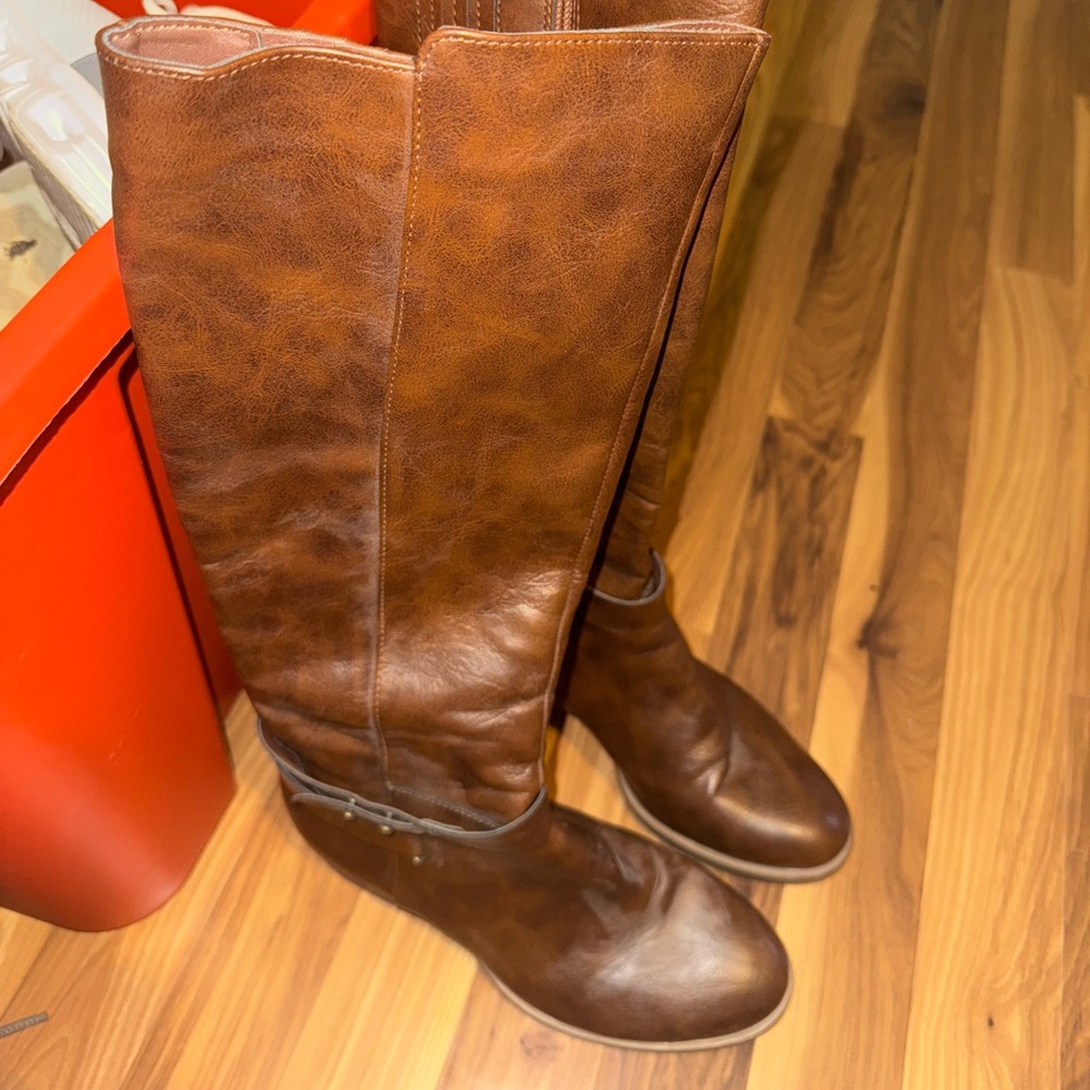 Brown Leather Knee-High Boots